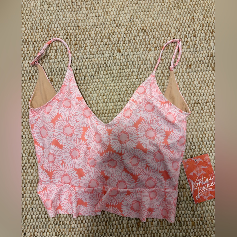 Kortni Jeane Floral Pink and White Swimsuit
